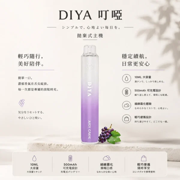 ChatGPT-Image-2026年8月21日-上午02_02_03.webp DIYA 叮啞 7500口 拋棄式電子煙