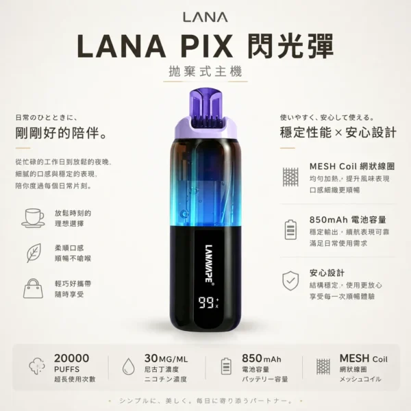 LANA PIX 閃光彈 20000口 拋棄式電子煙