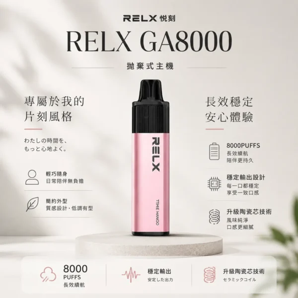 RELX 悅刻 GA 8000口 拋棄式電子煙